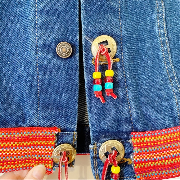 Vintage Plain Pocket Embellished Denim Jacket - Picture 7 of 9